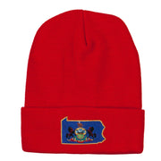 Pennsylvania State Flag Map Embroidered Long Beanie