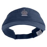 Robot Head Icon Embroidered Pro Style Cotton Twill Washed Visor - Navy OSFM