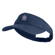 Robot Head Icon Embroidered Pro Style Cotton Twill Washed Visor - Navy OSFM
