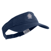 Robot Head Icon Embroidered Pro Style Cotton Twill Washed Visor - Navy OSFM