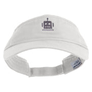 Robot Head Icon Embroidered Pro Style Cotton Twill Washed Visor - White OSFM