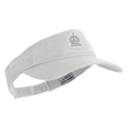 Robot Head Icon Embroidered Pro Style Cotton Twill Washed Visor - White OSFM