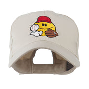 Baseball Smile Glove and Ball Embroidered Cap