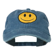 Smile Face Embroidered Washed Cap