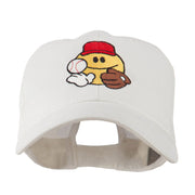 Baseball Smile Glove and Ball Embroidered Cap