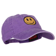 Smile Face Embroidered Washed Cap