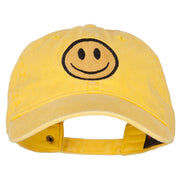 Smile Face Embroidered Washed Cap