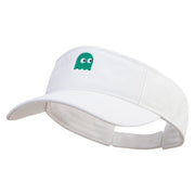 Cute Ghost Icon Embroidered Prostyle Cotton Twill Washed Visor - White OSFM