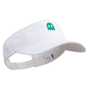 Cute Ghost Icon Embroidered Prostyle Cotton Twill Washed Visor - White OSFM