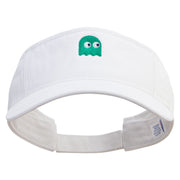 Cute Ghost Icon Embroidered Prostyle Cotton Twill Washed Visor - White OSFM