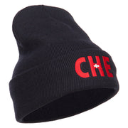 Switzerland CHE Flag Embroidered Long Beanie