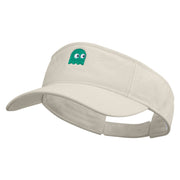 Cute Ghost Icon Embroidered Prostyle Cotton Twill Washed Visor - Stone OSFM