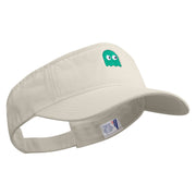 Cute Ghost Icon Embroidered Prostyle Cotton Twill Washed Visor - Stone OSFM