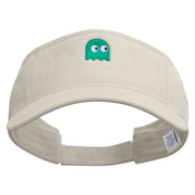 Cute Ghost Icon Embroidered Prostyle Cotton Twill Washed Visor - Stone OSFM