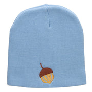 Acorn Embroidered 8 Inch Knitted Short Beanie