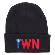 Taiwan TWN Flag Embroidered Long Beanie