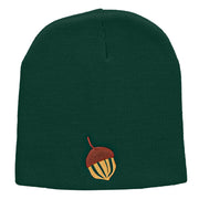 Acorn Embroidered 8 Inch Knitted Short Beanie