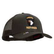 Licensed 101st Airborne Retired Embroidered Solid Cotton Twill Mesh Prostyle Cap - Charcoal OSFM