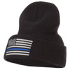 Thin Blue Line USA Flag Embroidered Long Beanie