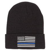 Thin Blue Line USA Flag Embroidered Long Beanie