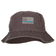 Thin Blue Line USA Flag Embroidered Bucket Hat