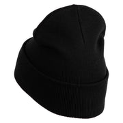 Steampunk Gramophone Logo Embroidered 12 Inch Long Knitted Beanie - Black OSFM