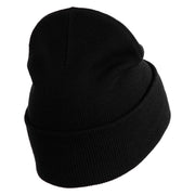 Steampunk Gramophone Logo Embroidered 12 Inch Long Knitted Beanie - Black OSFM