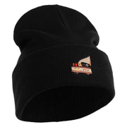 Steampunk Gramophone Logo Embroidered 12 Inch Long Knitted Beanie - Black OSFM