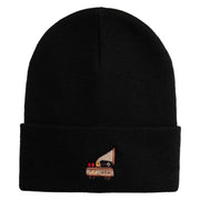 Steampunk Gramophone Logo Embroidered 12 Inch Long Knitted Beanie - Black OSFM