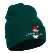 Santa Coming To Town Embroidered Long Beanie