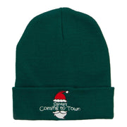 Santa Coming To Town Embroidered Long Beanie