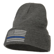 Thin Blue Line USA Flag Embroidered Long Beanie