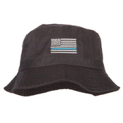 Thin Blue Line USA Flag Embroidered Bucket Hat