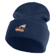 Steampunk Gramophone Logo Embroidered 12 Inch Long Knitted Beanie - Navy OSFM