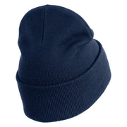 Steampunk Gramophone Logo Embroidered 12 Inch Long Knitted Beanie - Navy OSFM