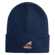 Steampunk Gramophone Logo Embroidered 12 Inch Long Knitted Beanie - Navy OSFM