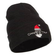 Santa Coming To Town Embroidered Long Beanie