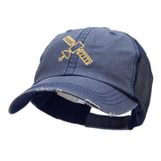 Satellite Outline Embroidered Unstructured Cotton Mesh Cap