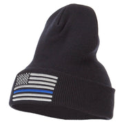 Thin Blue Line USA Flag Embroidered Long Beanie