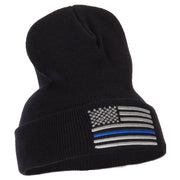 Thin Blue Line USA Flag Embroidered Long Beanie