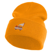 Steampunk Gramophone Logo Embroidered 12 Inch Long Knitted Beanie - Yellow OSFM