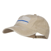 Thin Blue Line Silver USA Flag Embroidered Washed Cap