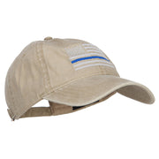 Thin Blue Line Silver USA Flag Embroidered Washed Cap