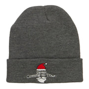 Santa Coming To Town Embroidered Long Beanie