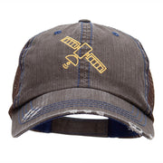 Satellite Outline Embroidered Unstructured Cotton Mesh Cap