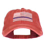 Thin Blue Line Silver USA Flag Embroidered Washed Cap