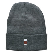 To Go Cup Embroidered Long Beanie