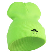 Simple UFO Logo Embroidered 12 Inch Solid Long Beanie Made in USA - Neon Lime OSFM