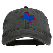 Texas State Map Embroidered Washed Cotton Cap