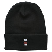 To Go Cup Embroidered Long Beanie